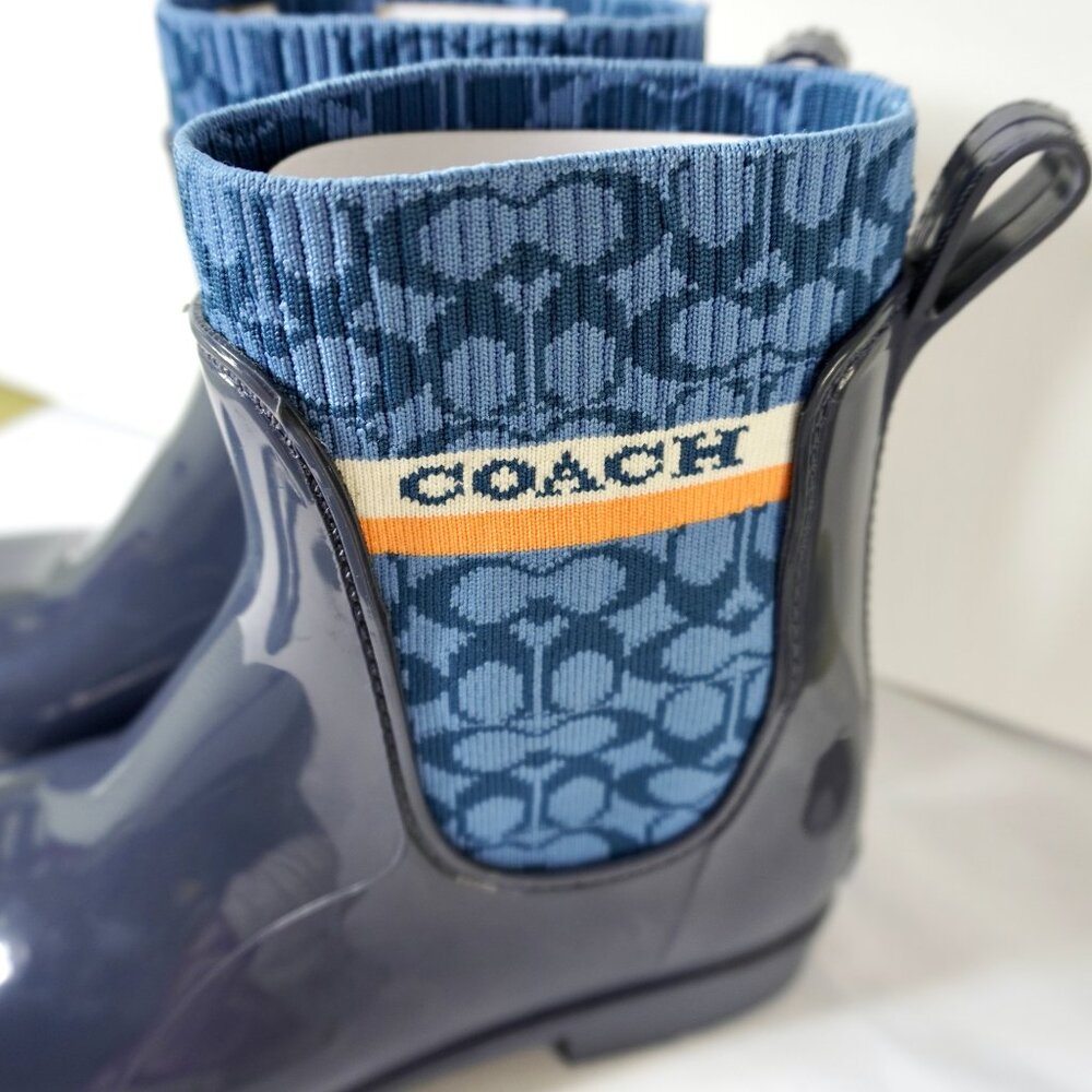 Coach Rivington Blue Rain Booties Ankle Boots Outdoor Garden Work Shoes New Sz 8 - Picture 3 of 10